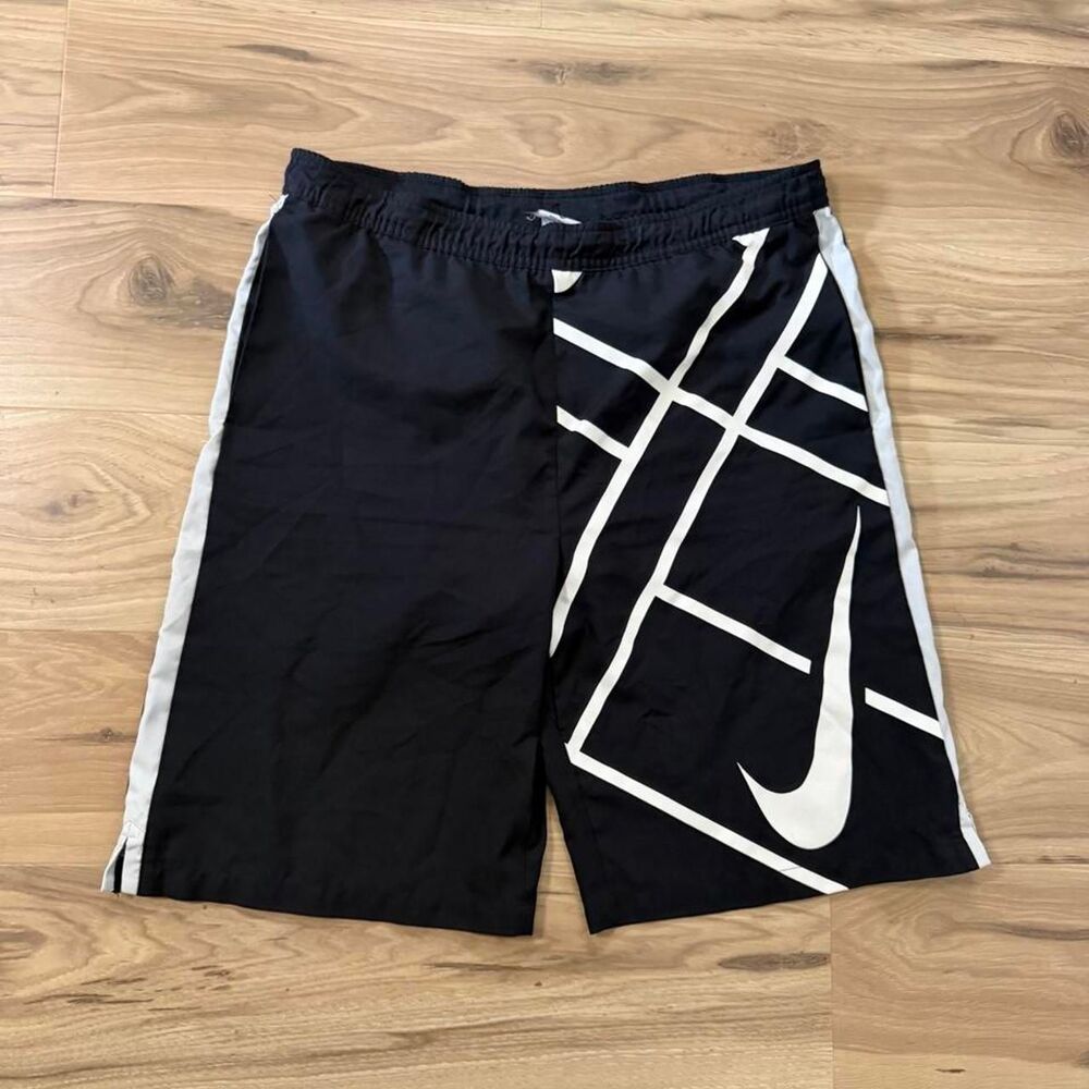Nike Dri-Fit black shorts Swoosh athletic summer graphic size XL